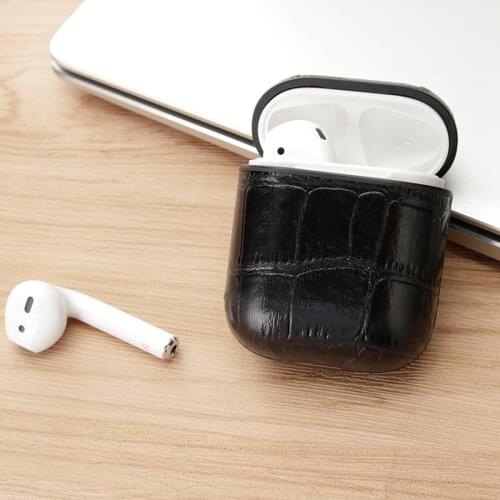 Earphone Case For AirPods 1 Bluetooth Wireless Protective Skin Cover Luxury First Layer Cow Leather Crocodile Slim Accessories
