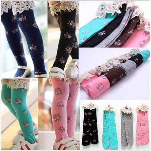 Kids floral Socks knee high Toddler Boot Socks leg warmer cotton lace socks Girls Children Cute Moustache Socks