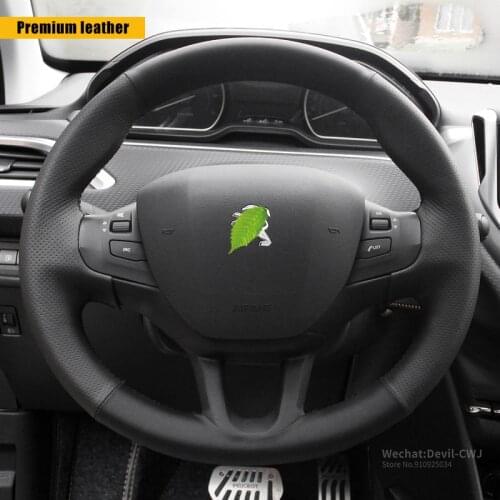 DIY steering wheel cover for Peugeot 408 4008 5008 2008 301 307 new 308 leather hand sewn Automotive interior car accessories