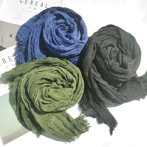 Cotton Bufandas Solider Color Scarf Spring Autumn Warm Soft Japanese Cool Cotton Tassel Scarf Men Scarf