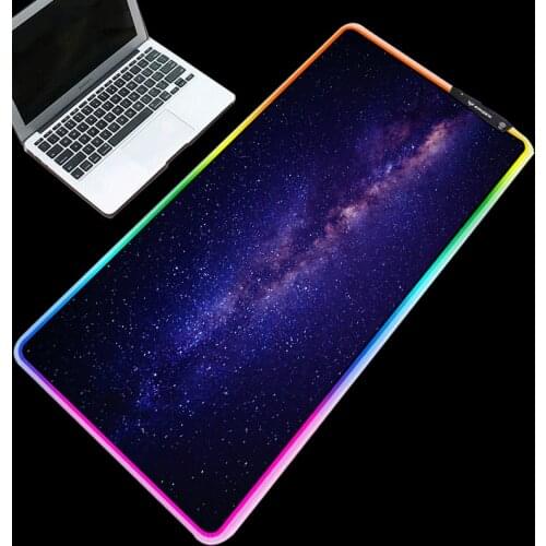 Mairuige Large Size RGB Gaming Mouse Pad Cool Glowing LED Color Lock Rubber Universe Galaxy USB Flashing Computer Keyboard Mat