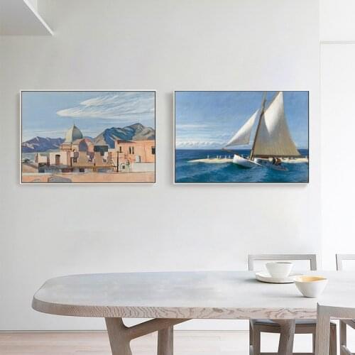 Famous Abstract Landscape Canvas Painting Sailboat Castle Nordic Poster Print Wall Pictures for Living Room Modern Home Decor