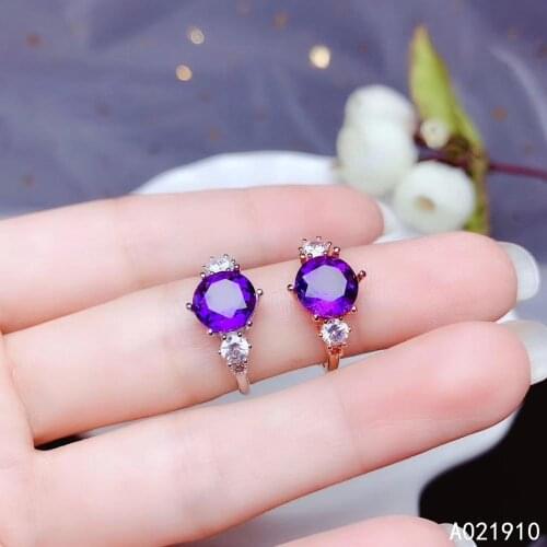 KJJEAXCMY boutique jewelry 925 sterling silver inlaid Amethyst gemstone ladies ring beauty