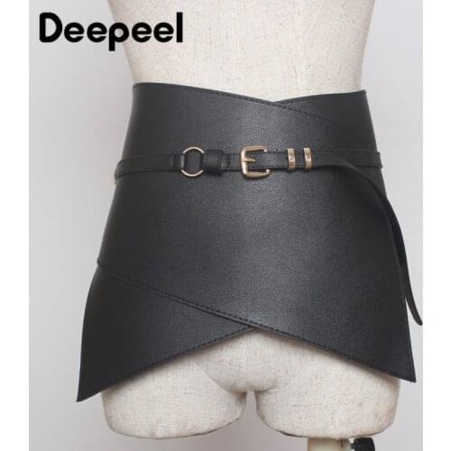 Deepeel 1pc 18cm*112cm Women Super Wide Cummerbunds Fashion Corset PU Leather Female Decorative Elastic Luxury Waistband CB735
