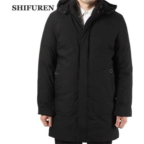 SHIFUREN Warm Winter Cotton Padded Jackets Men Hooded Thicken Parka Coats Causal Male Long Sleeve Outerwear Plus Size L-XXXL