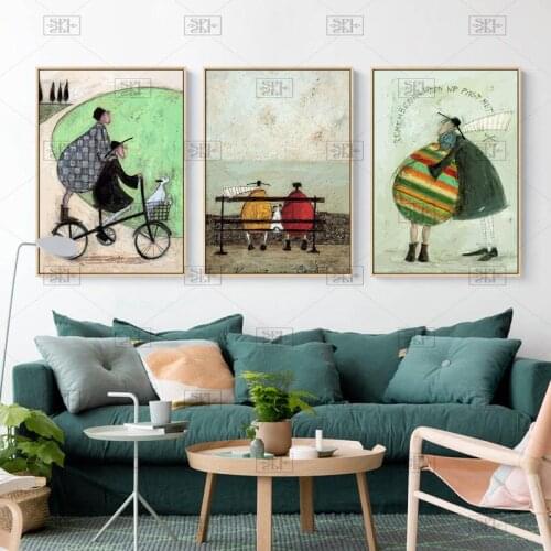 Maeham Nordic Happy Family Canvas Painting Figure Prints Posters Wall Art Reminiscence Poster for Living Room Morden Home Decor