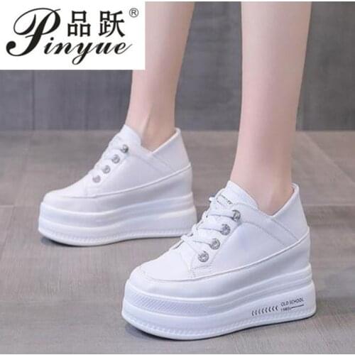 Fashion Sneakers White Chunky Platform Wedge Shoes Designers 8cm Height Increasing Woman Sports Casual Shoes Tennis Female