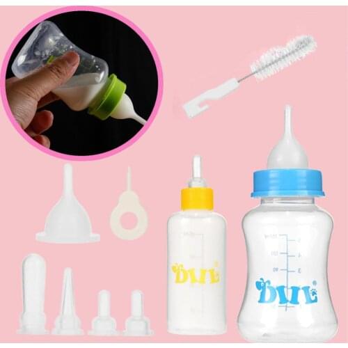 Pet Milk Bottle Set Practical Hamster Feeding Water With Nipple Replacement Dog Puppy Nursing Cat Dringking Tools Cleaning Brush