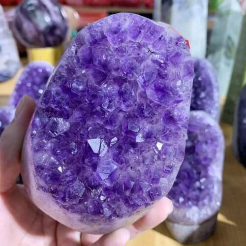 MOKAGY 300G-2400G Natural Mineral Purple Crystal Geode Rough Healing Stone Amethyst Cluster Freeforms 1pc