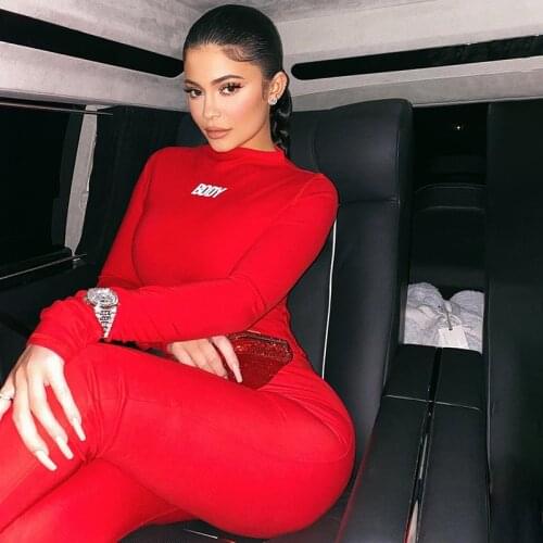 2020 New Sexy Women Spring Autumn Jumpsuit Club Wear Letter Body Print Female High Waist Sexy Romper Jumpsuit 2PCS