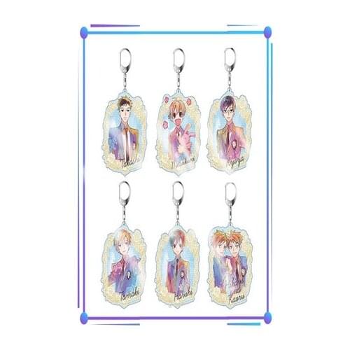New Anime Ouran High School Host Club Keychain Fujioka Haruhi Hikaru Hitachiin Acrylic Bags Pendant Keyring Toy Decor Cartoon