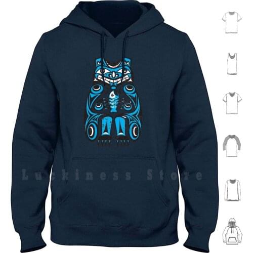 Bear Totem Slim Fit Hoodies Long Sleeve Bear Totem Spirit Native Canadian Culture Indigenous Tribal