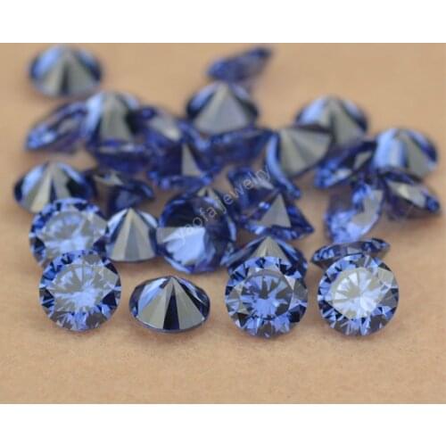Wholesale 3~12mm Medium Light Tanzanit e Blue Color Round Machine Cut Loose CZ Beads Cubic Zirconia Stone Synthetic Gems Stone