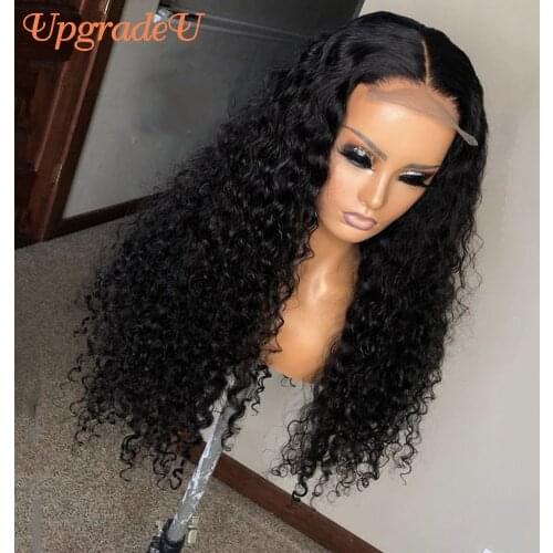 UpgradeU Deep Wave Closure Wig Lace Closure Wig 13x4 Deep Curly Lace Front Human Hair Wigs Preplucked Remy Lace Frontal Wig
