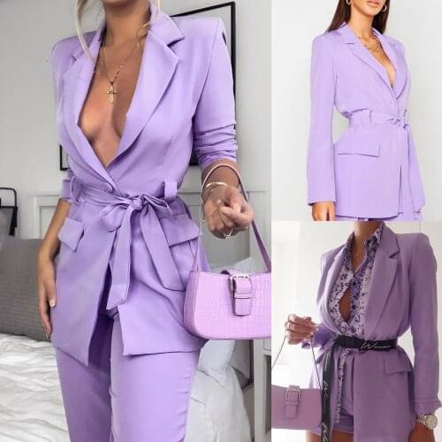 Sexy Women Blazer Suits Notched Lapel One Button Lace Up Jacket 2 Pieces Set Club Streetwear Casual Daily Wear