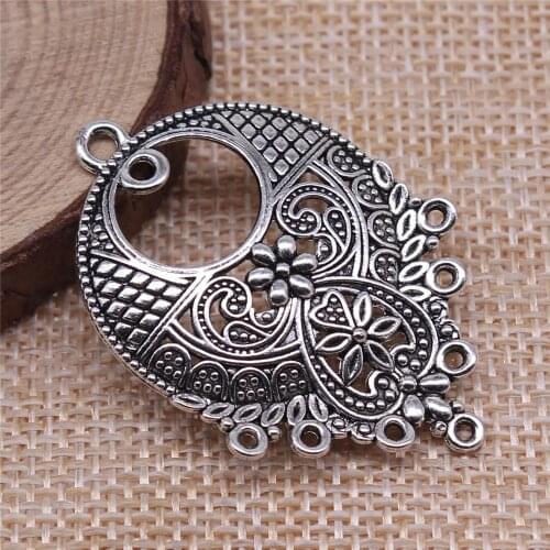 Handmade Pendants For Jewelry Accessories 5pcs Earring Connector 43x30mm Antique Silver Plated