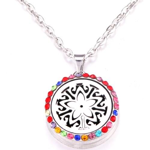 Colorful Pentagram Aroma Necklace Magnetic Openable Stainless Steel Aroma Essential Oil Diffuser Necklace Perfume Locket Pendant
