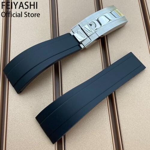 20mm rubber Silicone wristband watch strap stainless steel buckle for rolex style daytona GMT oyster submariner Mens Bracelet