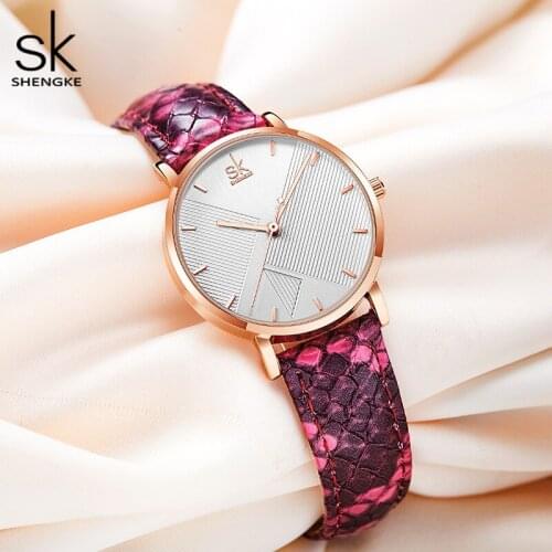 Shengke Watches Women The New Japanese Quartz Movement Pattern Snake Leather Strap Waterproof Beautiful Simplicity K0144
