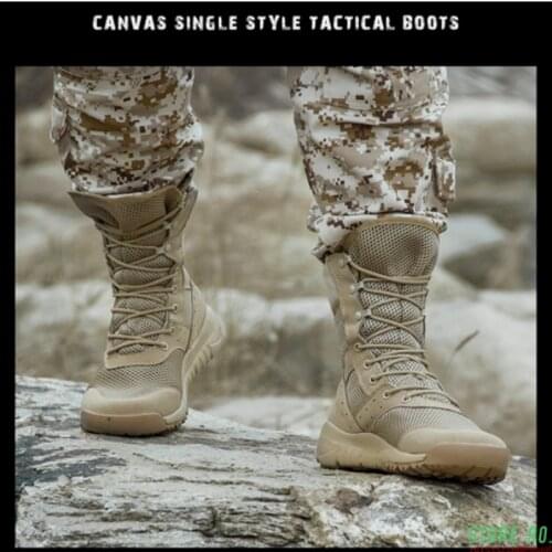 Tactical Boots Men Outdoor Hiking Shoes Canvas Mesh Desert High-top Military Combat Army Boots Militares Sapatos Masculino Plus
