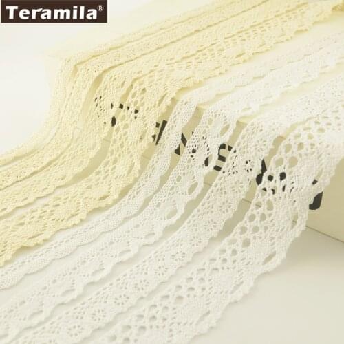 Teramila Cotton Lace Fabric White and Beige Color DIY Accessories Package Decoration Crafts Baby Clothing 2cm/2.5cm/3cm/4cm