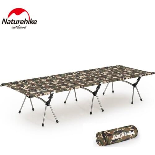 Naturehike Camping Bed Aluminum Alloy Camouflage Folding Cot Ultralight Portable Folding Bed Beach Outdoor Travel Camping Cots