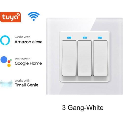 Smart Home Tuya Smart WIFI Switch Socket 16A EU and US Glass APP Remote Control Timing Panel Work With Alexa Google Home