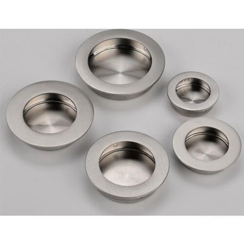 Recessed Handle Embedded Concealed Square Round Catch Pull Grip for Wardrobe Cabinet Drawer Furniture Stainless Steel
