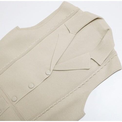 French s home early spring 2020 new romantic sleeveless wave edge button knitted slim fitting dress for women