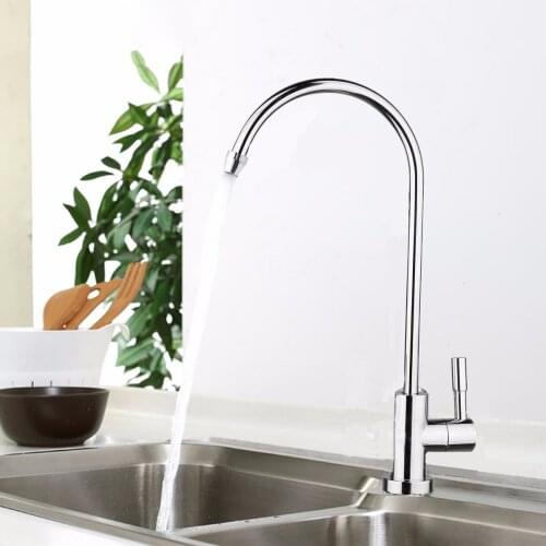 1/4 Inch Water Filter Tap Faucet Connect Hose Reverse Osmosis Filters Parts Purifier Direct Drinking Tap External Chrome Plating