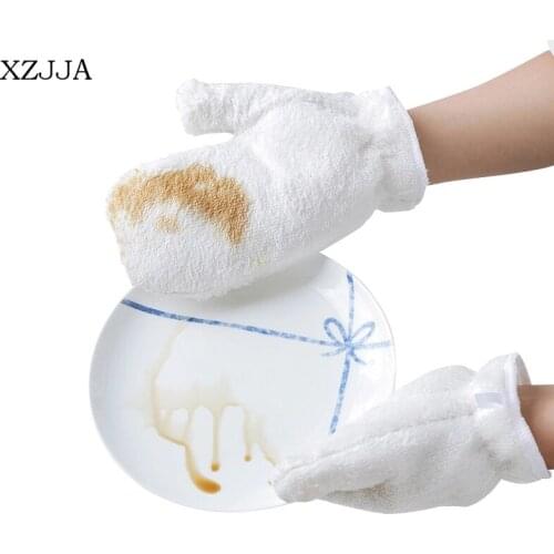 XZJJA 1Pair Bamboo Fiber Kitchen Towel Wash Dishes Gloves Tableware Clean Cloth Decontamination Anti-scald Housework Clean Tools