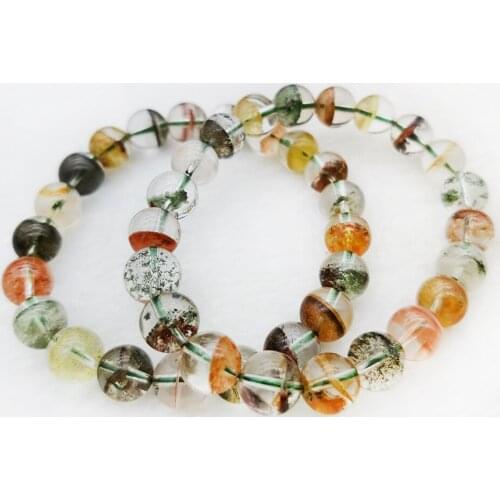 10mm Wholesale Natural Phantom Multi-inclusion Crystal Bracelet Ghost Crystal Streche Bracelet Elastic Cord Jewelry Lovers Gift