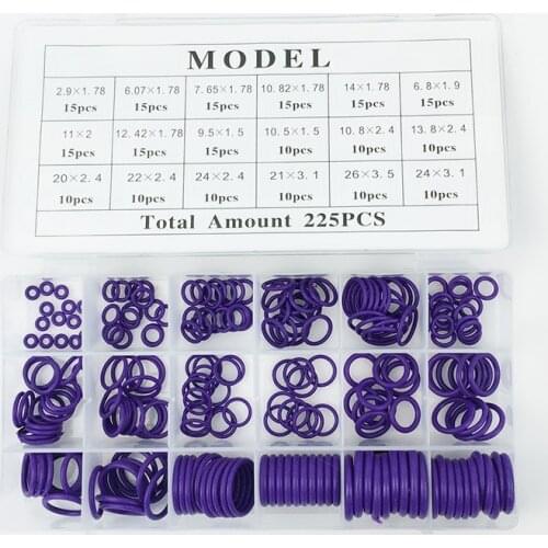 225Pcs 18 Sizes Air Conditioning O Rings Rubber Air Conditioning Refrigerant Ring Sets Car Repair Tools