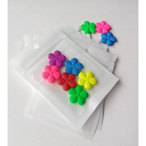 500pcs 8*13cm White/Clear Self Seal Zipper Plastic Packaging Poly Bag Pearl Film Ziplock Jewelry Bags Package With Hang Hole