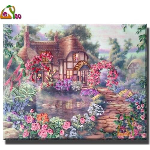 5D DIY Full square Diamond Painting Mosaic Spring Landscape Diamond Rhinestones Embroidery Cross Stitch home decor gift