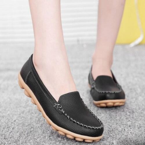 New 2019 Women genuine Leather Shoes Slip-on Ballet women Flats Comfort shoes woman moccasins sapatilhas femininos women shoes