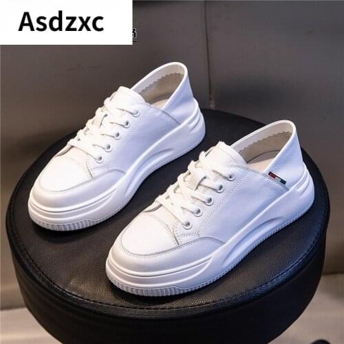 Big Size Women Sneakers Autumn Leather Light White Sneaker Female Platform Vulcanized Shoes Spring Casual Breathable Sports S