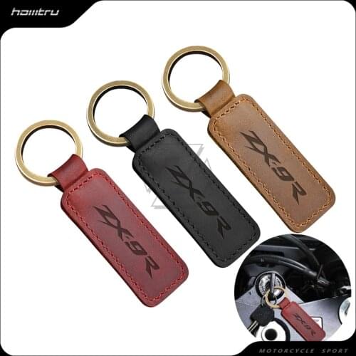 Motorcycle Cowhide Keychain Key Ring Case for Kawasaki ZX9R ZX-9R Models