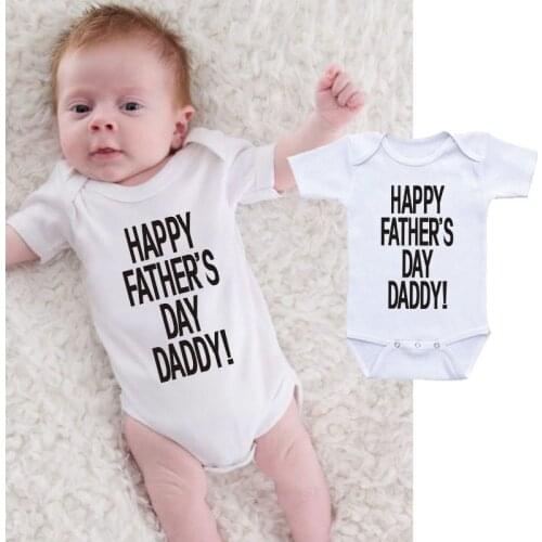 HAPPY FATHERS DAY DADDY Print 0-24M Baby Romper Daddys Gift White Cotton Baby Girl Clothes Summer Onesie Baby