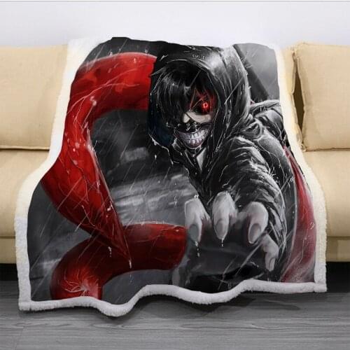 Hot Sale Tokyo Ghoul 3D Printed Fleece Blanket for Beds Thick Quilt Fashion Bedspread Sherpa Throw Blanket Adults Kids