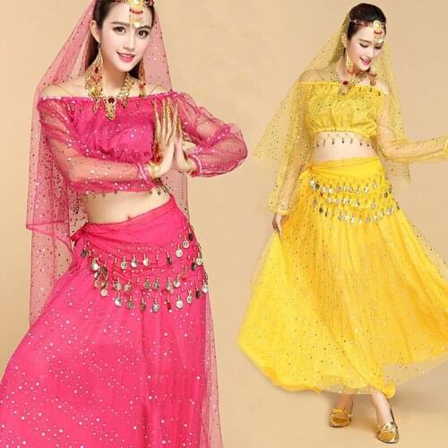 4pcs/Set Women Belly Dance Costume Bollywood Costume Indian Bellydance Pants+Top Women Belly Dancing Costume Sets Tribal