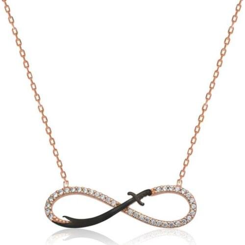 KUTAYDAN 925 Sterling Silver Infinity Zulfiqar Sword Necklace