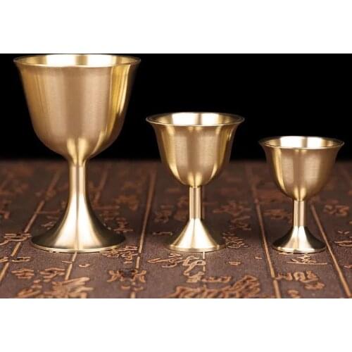 Brass Mini Wine Glass Relief Vodka Spirits Goblet 40ml Cup Gold Ancient Shot Glass Wedding Wine Gift Retro Home Decoration