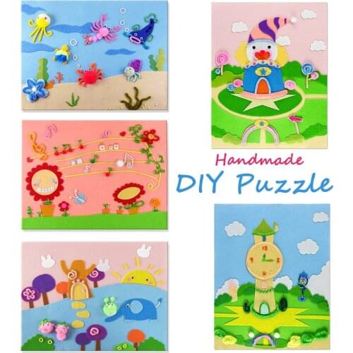 Cute DIY Felt Fabric 45x36CM Handmade 3D Sticker Puzzle Art Crafts Kit Kindergarten Preshool Baby Art & Crafts Educational Toys