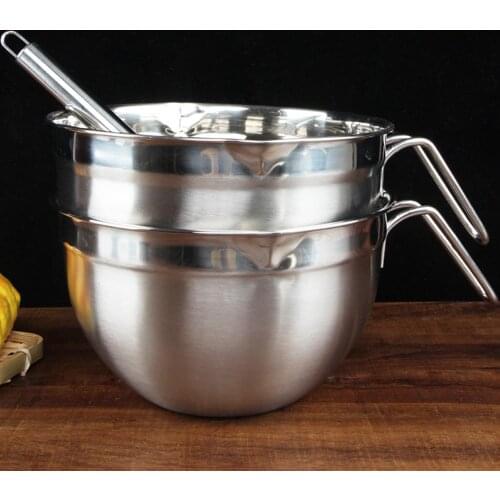 Stainless Steel Bowl with Handle for Beat Eggs Knead Dough Stir Fruit Salad Bowl