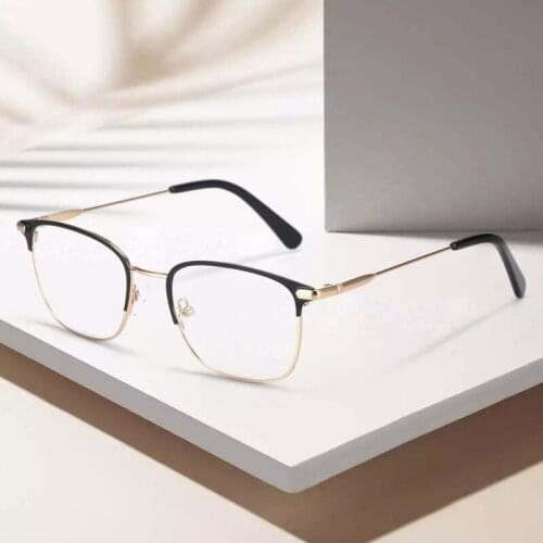 BLUEMOKY Men Alloy Square Glasses Frame Luxury Male Business Style Optical Eyewear Myopia Hyperopia Prescription Eyeglasses