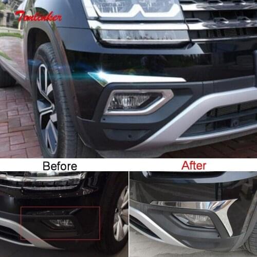 Tonlinker Exterior Rear Foglight Cover Case Stickers for Volkswagen TERAMONT 2017-20 Car styling 2 pcs ABS Chrome Cover Stickers