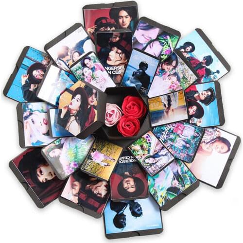 NEW Hexagon Surprise Explosion Box DIY Scrapbook Photo Album For Valentine Wedding Birthday Party Gift For Girlfriend Surprise