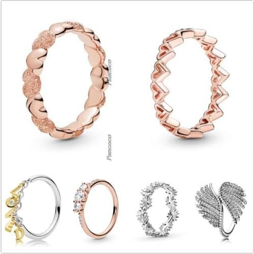 Original 925 Sterling Silver Sparkling Daisy Flower Crown Freedom Ring For Women Wedding Party Gift Europe Fashion Jewelry