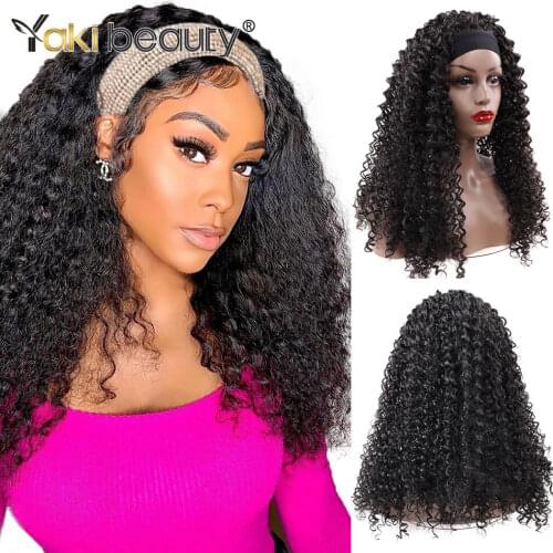 Afro Kinky Curly Ice Headband Wigs Synthetic Hair Wig 20inch Headband For Black Women Afro Curl Wig 250Grams By YAKI BEAUTY